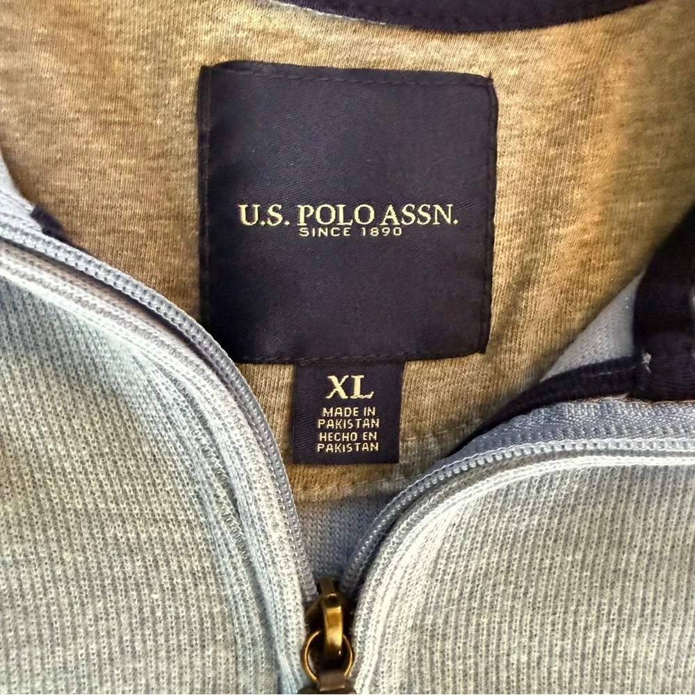 U.S. Polo Assn. blue 1/4 zip pullover sweater NWT Size XL - Picture 6 of 11
